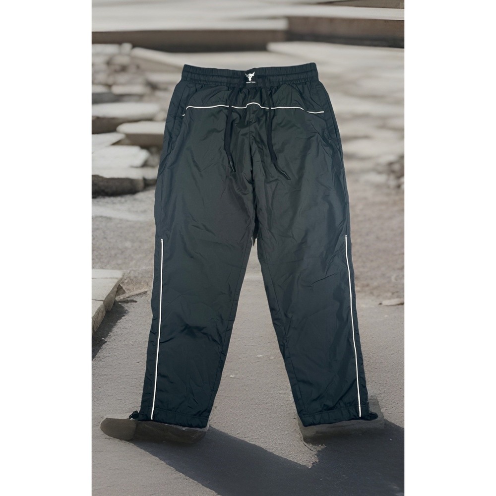 Under Armour Project Rock Brahma Pants Womens S Black White Mesh‎ Lined Tapered